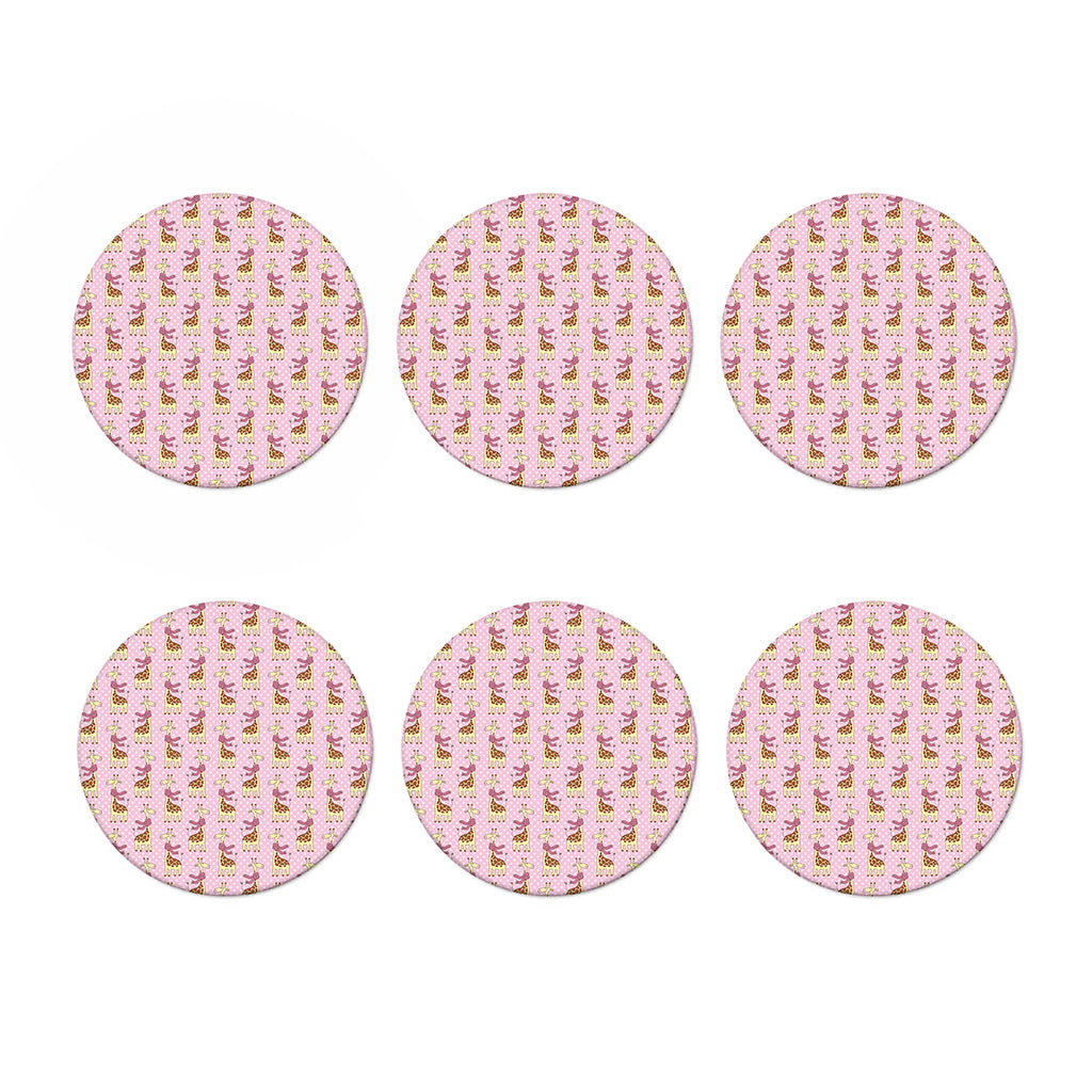 Giraffe With Scarf Pattern Print Coaster Set