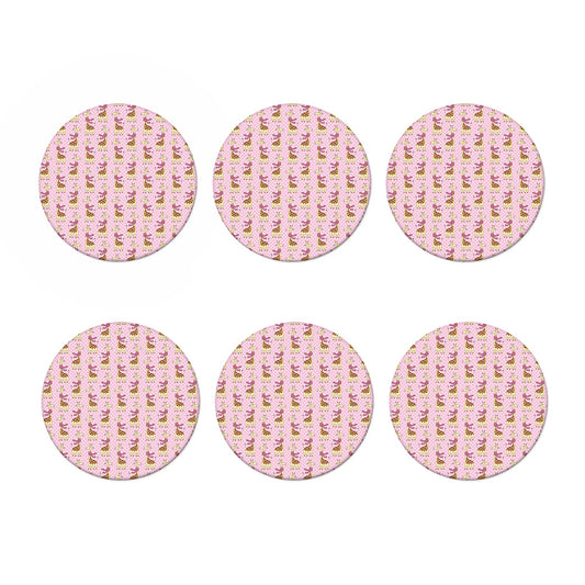 Giraffe With Scarf Pattern Print Coaster Set