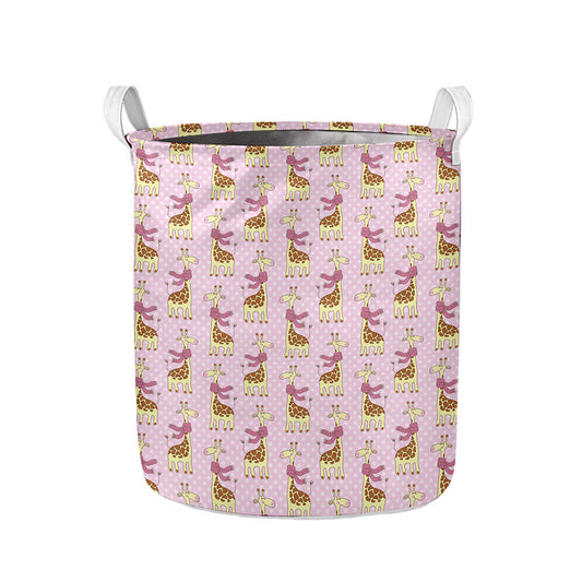 Giraffe With Scarf Pattern Print Collapsible Laundry Basket