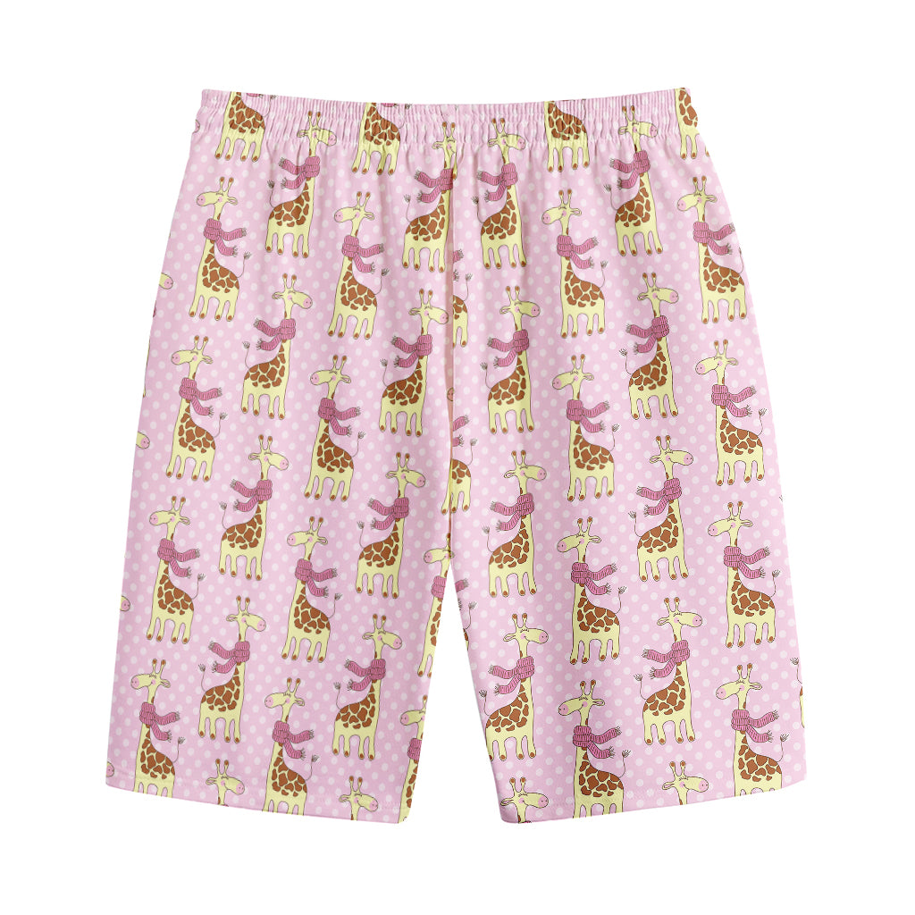 Giraffe With Scarf Pattern Print Cotton Shorts