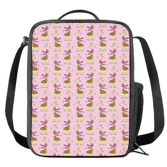 Giraffe With Scarf Pattern Print Crossbody Lunch Bag