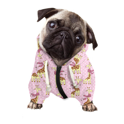 Giraffe With Scarf Pattern Print Dog Zip Up Hoodie