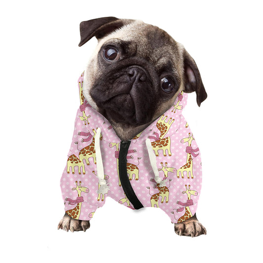 Giraffe With Scarf Pattern Print Dog Zip Up Hoodie
