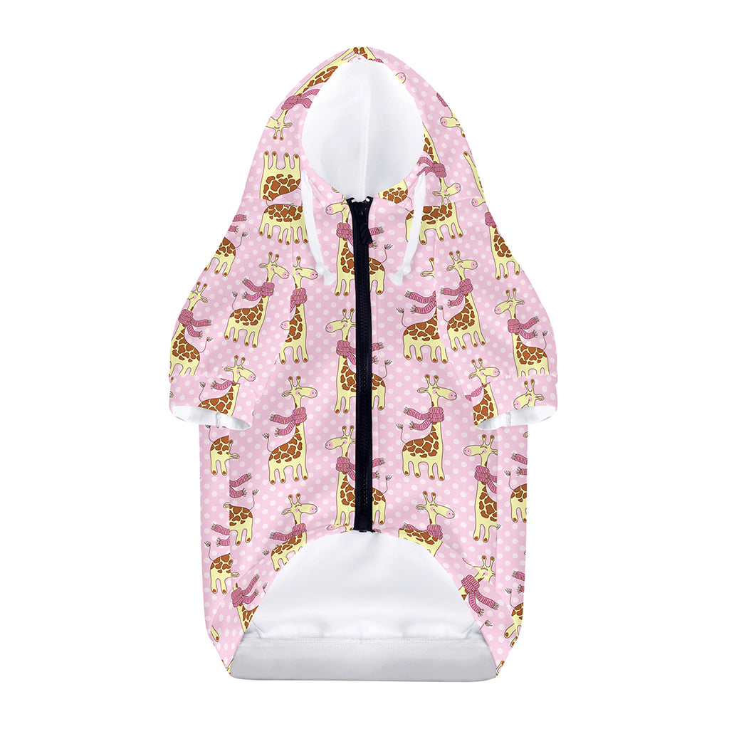 Giraffe With Scarf Pattern Print Dog Zip Up Hoodie