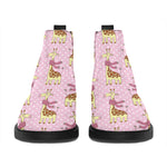Giraffe With Scarf Pattern Print Flat Ankle Boots