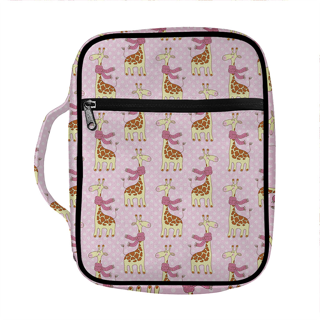 Giraffe With Scarf Pattern Print Front Pocket Bible Bag