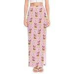 Giraffe With Scarf Pattern Print High Slit Maxi Skirt