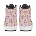 Giraffe With Scarf Pattern Print High Top Leather Sneakers