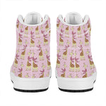 Giraffe With Scarf Pattern Print High Top Leather Sneakers