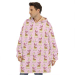 Giraffe With Scarf Pattern Print Hoodie Blanket