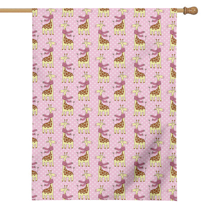Giraffe With Scarf Pattern Print House Flag