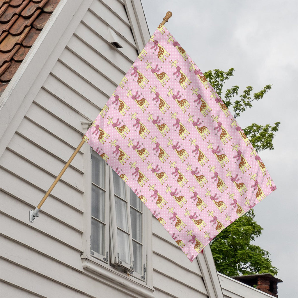 Giraffe With Scarf Pattern Print House Flag