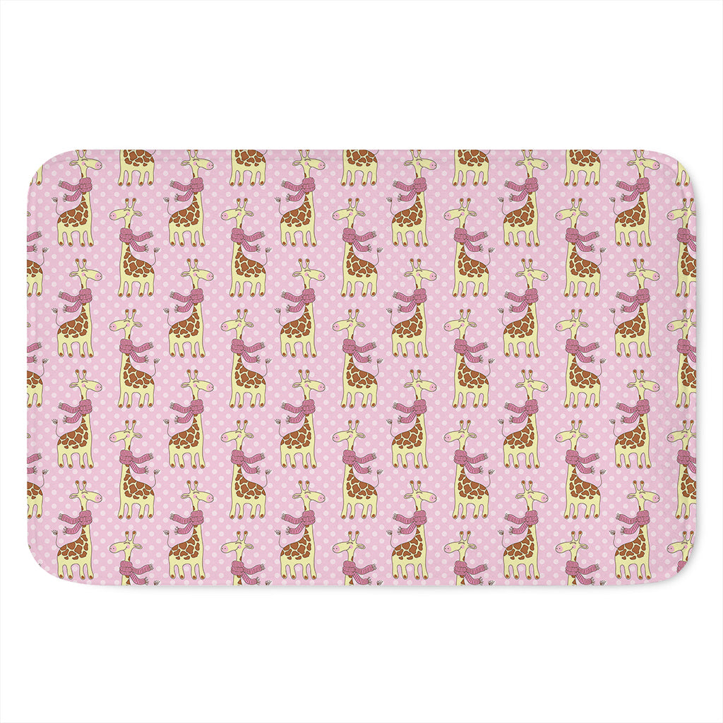 Giraffe With Scarf Pattern Print Indoor Door Mat