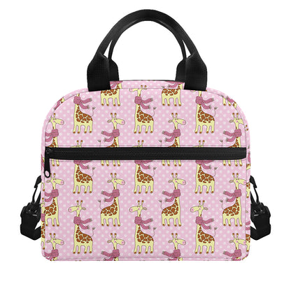 Giraffe With Scarf Pattern Print Insulated Lunch Bag