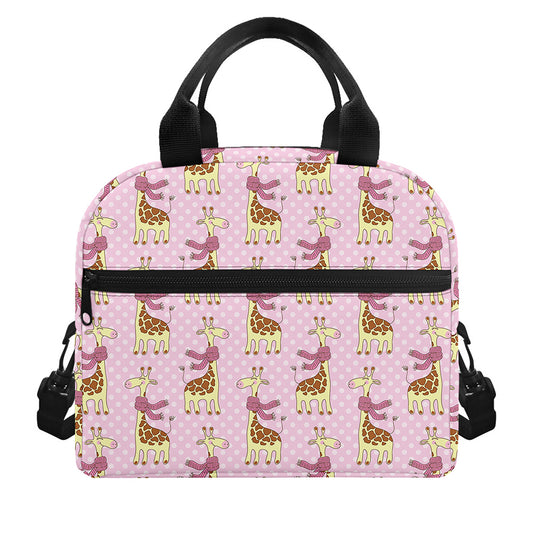 Giraffe With Scarf Pattern Print Insulated Lunch Bag