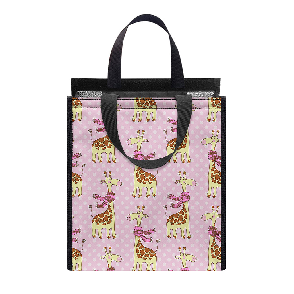 Giraffe With Scarf Pattern Print Insulated Lunch Tote