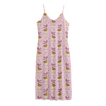 Giraffe With Scarf Pattern Print Jersey Midi Cami Dress