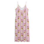 Giraffe With Scarf Pattern Print Jersey Midi Cami Dress