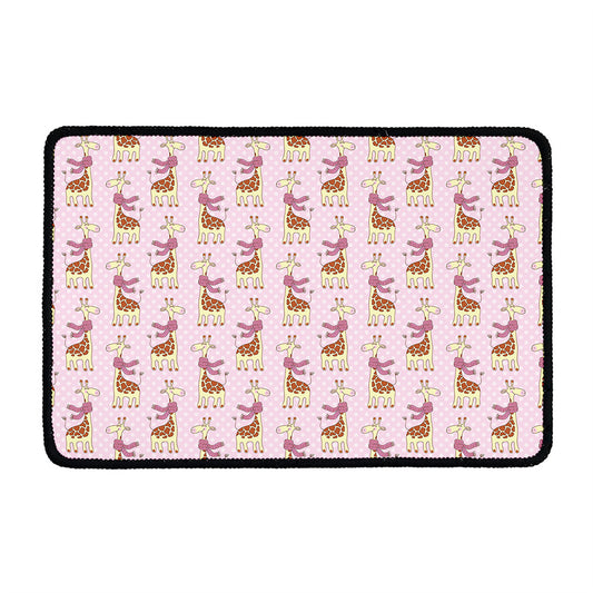 Giraffe With Scarf Pattern Print Kitchen Mat