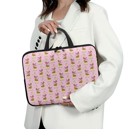 Giraffe With Scarf Pattern Print Laptop Sleeve With Handle
