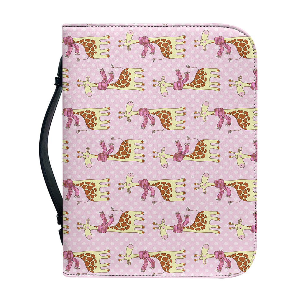 Giraffe With Scarf Pattern Print Leather Bible Cover