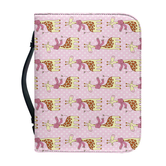 Giraffe With Scarf Pattern Print Leather Bible Cover
