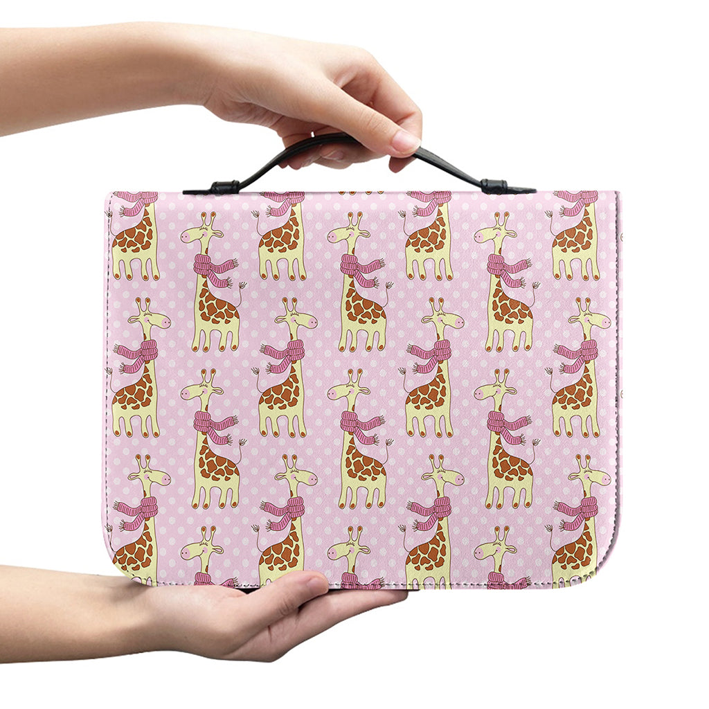 Giraffe With Scarf Pattern Print Leather Bible Cover
