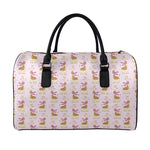 Giraffe With Scarf Pattern Print Leather Duffle Bag