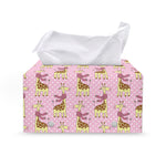 Giraffe With Scarf Pattern Print Leather Tissue Box Cover