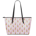 Giraffe With Scarf Pattern Print Leather Tote Bag With Zipper