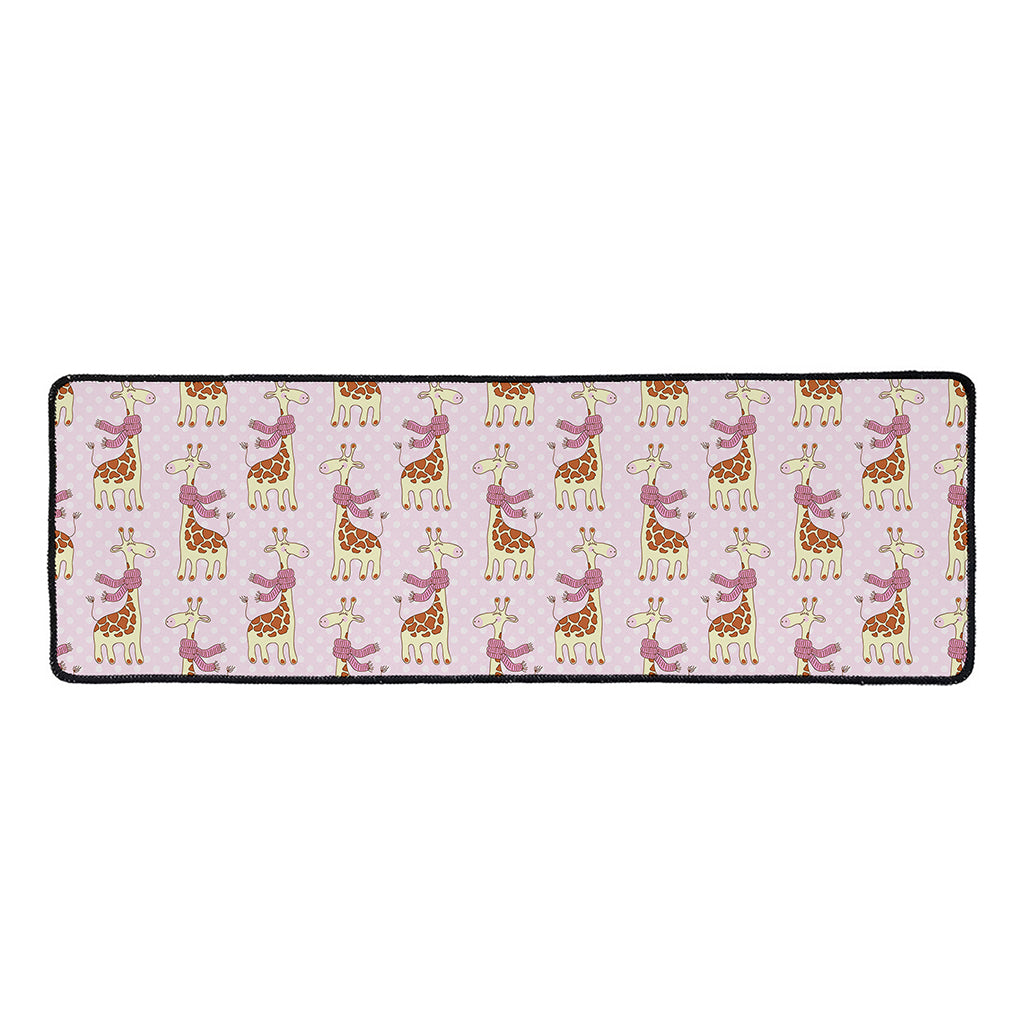 Giraffe With Scarf Pattern Print Long Kitchen Mat