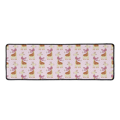 Giraffe With Scarf Pattern Print Long Kitchen Mat