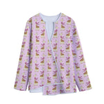 Giraffe With Scarf Pattern Print Long Sleeve Short Coat