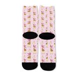 Giraffe With Scarf Pattern Print Long Socks