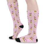 Giraffe With Scarf Pattern Print Long Socks
