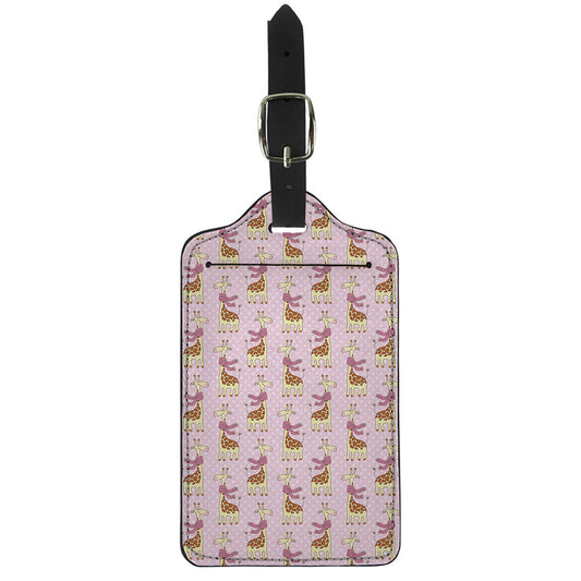 Giraffe With Scarf Pattern Print Luggage Tag