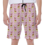 Giraffe With Scarf Pattern Print Men's Beach Shorts