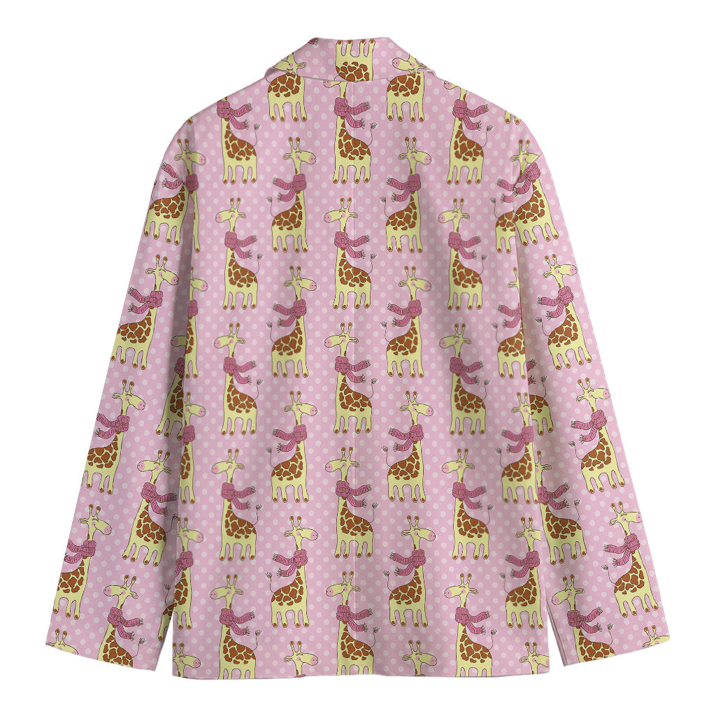 Giraffe With Scarf Pattern Print Men's Blazer