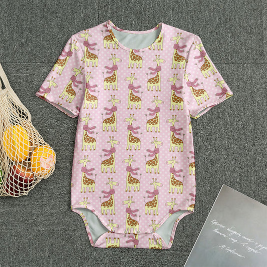Giraffe With Scarf Pattern Print Men's Bodysuit