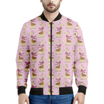 Giraffe With Scarf Pattern Print Men's Bomber Jacket