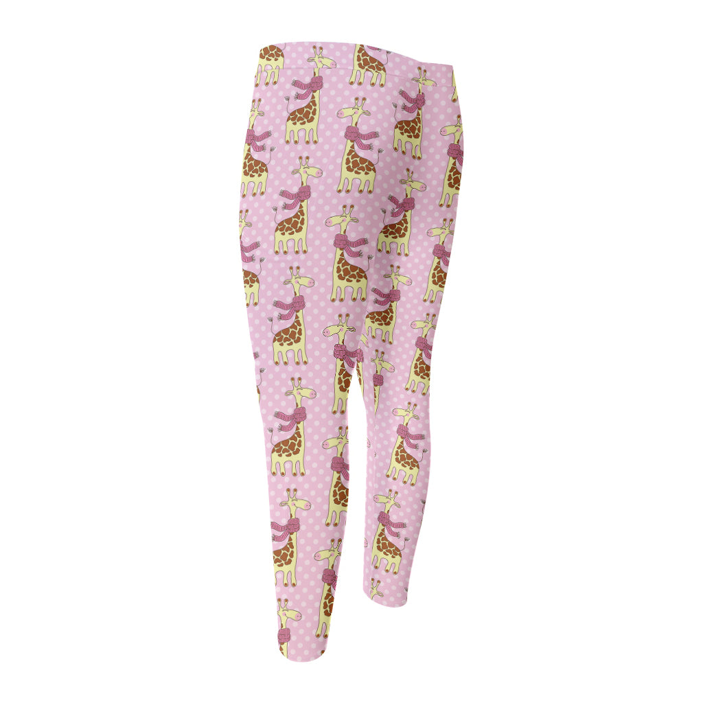 Giraffe With Scarf Pattern Print Men's Compression Pants