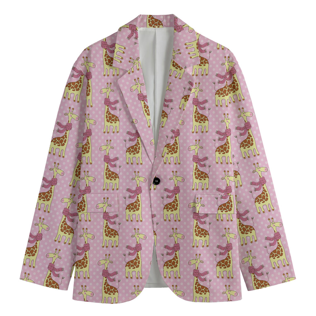 Giraffe With Scarf Pattern Print Men's Cotton Blazer