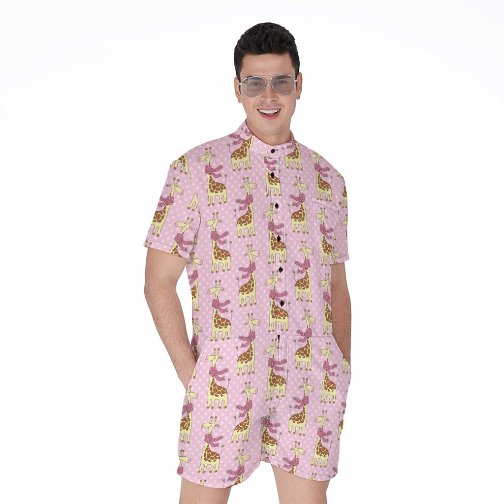 Giraffe With Scarf Pattern Print Men's Rompers