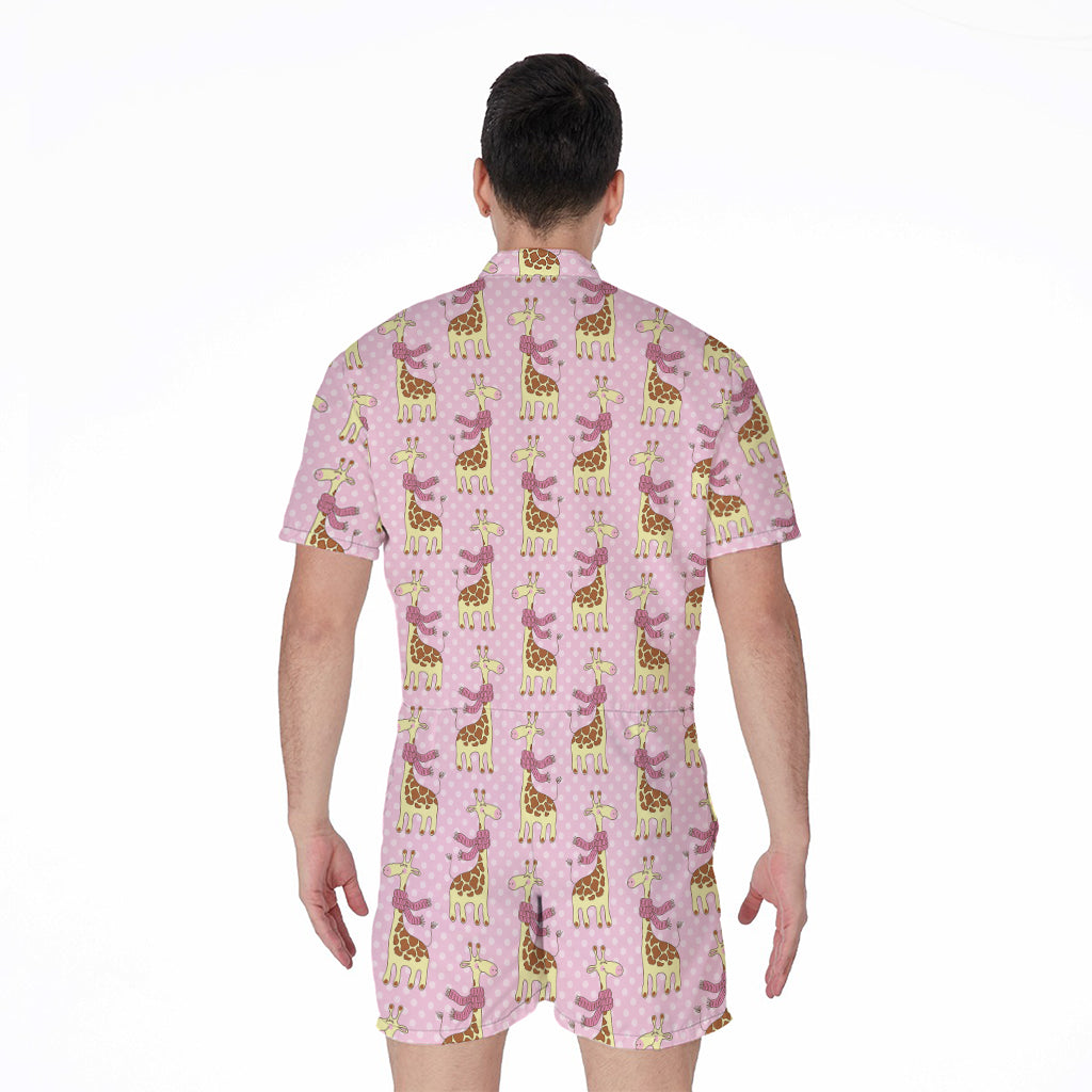 Giraffe With Scarf Pattern Print Men's Rompers
