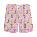 Giraffe With Scarf Pattern Print Men's Sports Shorts