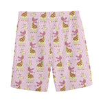 Giraffe With Scarf Pattern Print Men's Sports Shorts