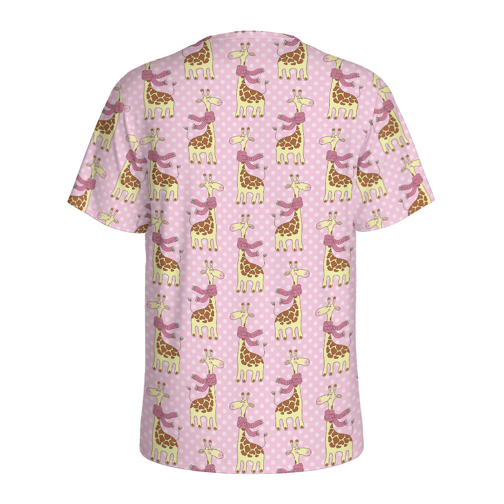 Giraffe With Scarf Pattern Print Men's Sports T-Shirt