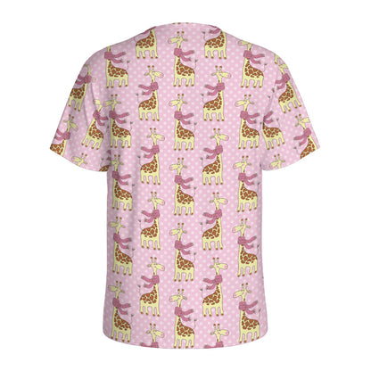 Giraffe With Scarf Pattern Print Men's Sports T-Shirt
