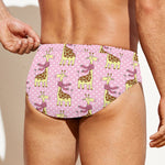 Giraffe With Scarf Pattern Print Men's Swim Briefs