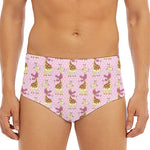 Giraffe With Scarf Pattern Print Men's Triangle Swim Briefs
